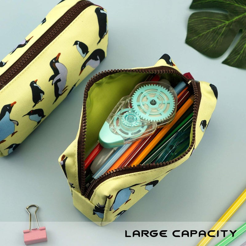 LParkin Penguins Canvas Pencil Case Pen Bag Pouch Stationary Case Makeup Cosmetic Bag Gadget Box - Image 3